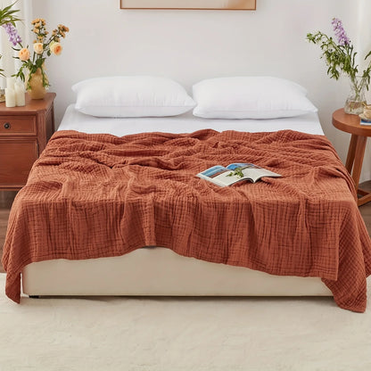 Large 6-Layer Gauze Blanket All-Season Soft Breathable for Adults Sofa or Bed Bedding Hand Wash Only Neutral Beige for Men Women