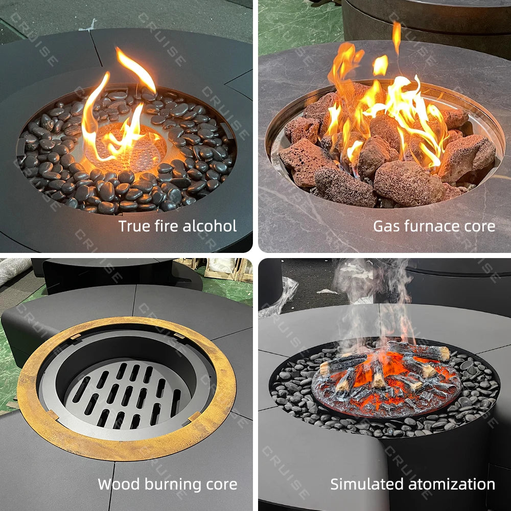 1200mm Freestanding Modern Fire Pit Large Outdoor Wood/Gas/Electric/Alcohol Stove Custom Cooking BBQ for Outdoor