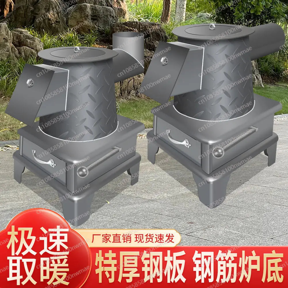Gas stove indoor heating firewood and coal dual-purpose ultra-thick steel plate household cooking old-fashioned oven