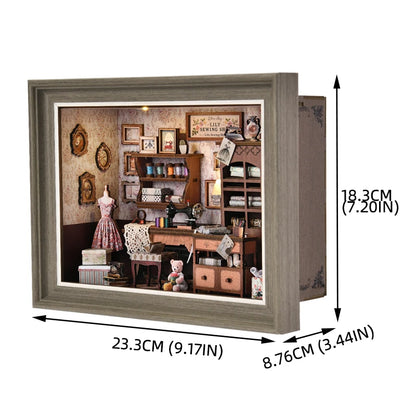 DIY Book Nook Bookshop Kit Mysterious Telephone Booth Wooden Dollhouse with Light Bookshelf Insert 3D Puzzle Decor for Gift