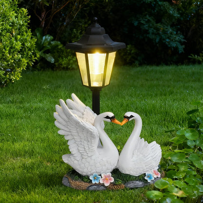 Outdoor Courtyard Decoration Simulation Swan Garden Landscaping Ornament Animal Statue Solar Resin Handicraft
