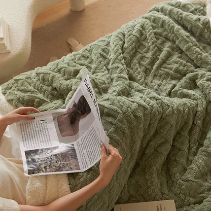 Soft Lamb Fleece Blanket Winter Thick Warm Throw Blanket Solid Color Flannel Blanket for Sofa Bed Office Nap