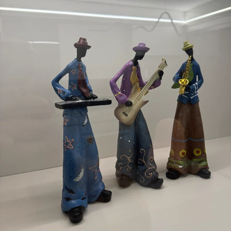 Cute Cartoon Retro Bookshelf Band Characters Figurines - Home Decorative Toys Creative Fashionable Living Room Decor Gifts