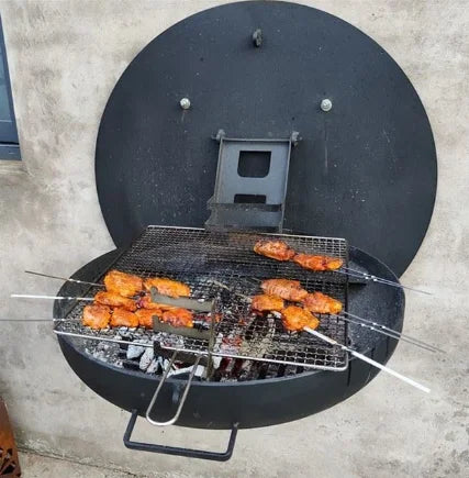 Garden Wall Mounted Grill Charcoal Grill Fire Pits Black Folding Grill
