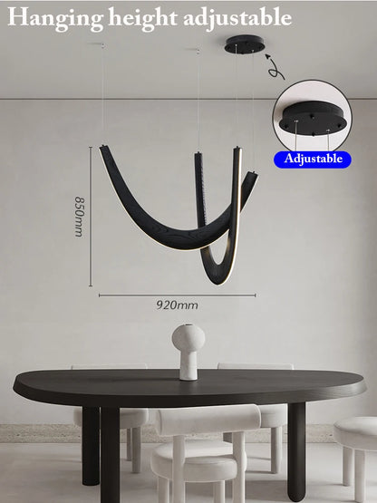 Modern U-shaped Wooden LED Pendant Lights Indoor Hanging Lamp Living Sitting Room Lobby Kitchen Island Dining Living Room Office