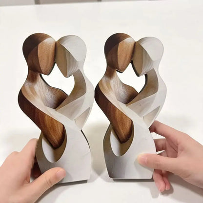 New 2D Flat Statue Embrace Elegant Couple Statue Modern Artificial Wood Decorative Statue Desktop