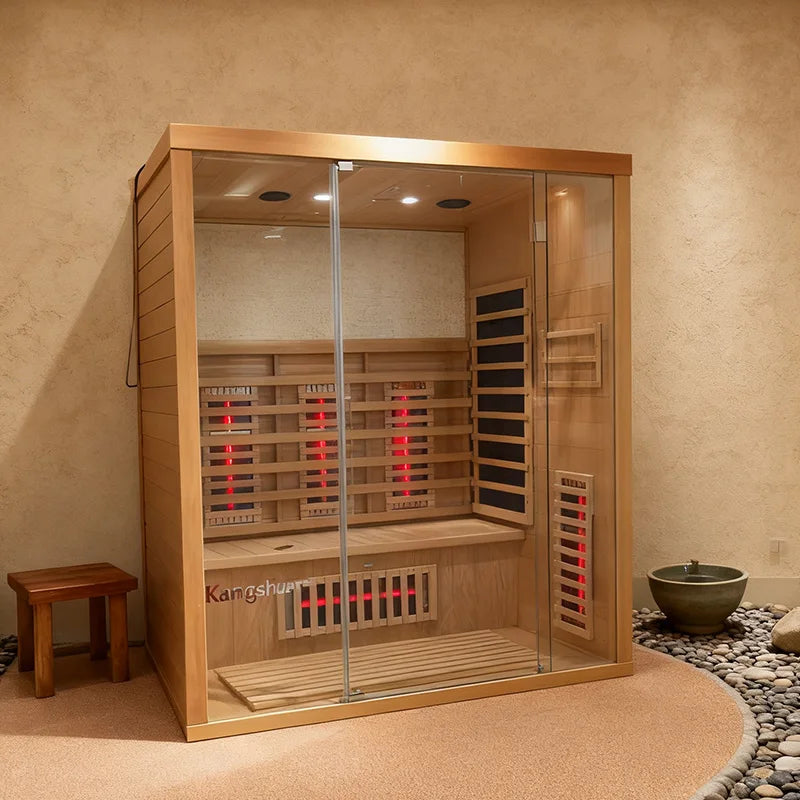 Outdoor Sauna Rest Area Solid Wooden House Prefabricated Natural Cedar Square Sauna Room For Home Garden Relax Space