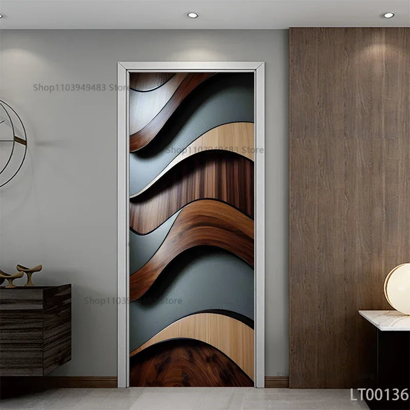 Wood Texture Series Waterproof Self-Adhesive Wallpaper Art Mural Stickers for Decor Door Cabinet Closet Ornamental Stickers