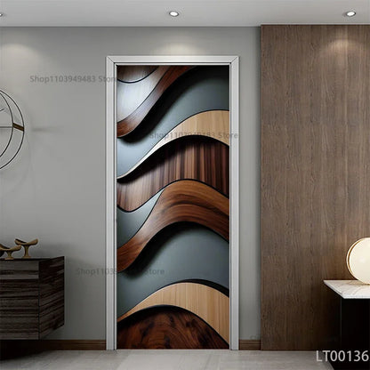 Wood Texture Series Waterproof Self-Adhesive Wallpaper Art Mural Stickers for Decor Door Cabinet Closet Ornamental Stickers