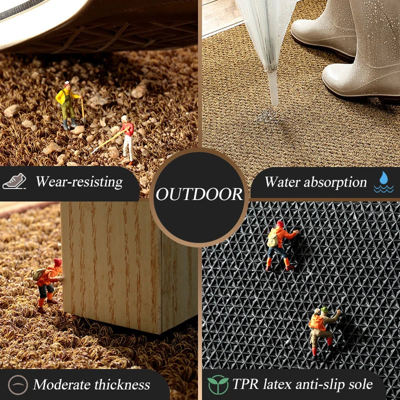 Front Door Mat Indoor And Outdoor Doormat Waterproof Anti-Slip Floor Mat Imitation Coconut Rug Household And Commercial Carpet
