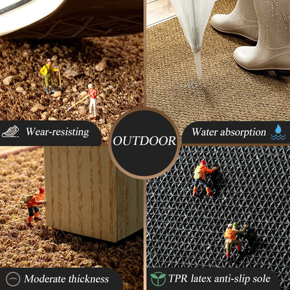 Front Door Mat Indoor And Outdoor Doormat Waterproof Anti-Slip Floor Mat Imitation Coconut Rug Household And Commercial Carpet