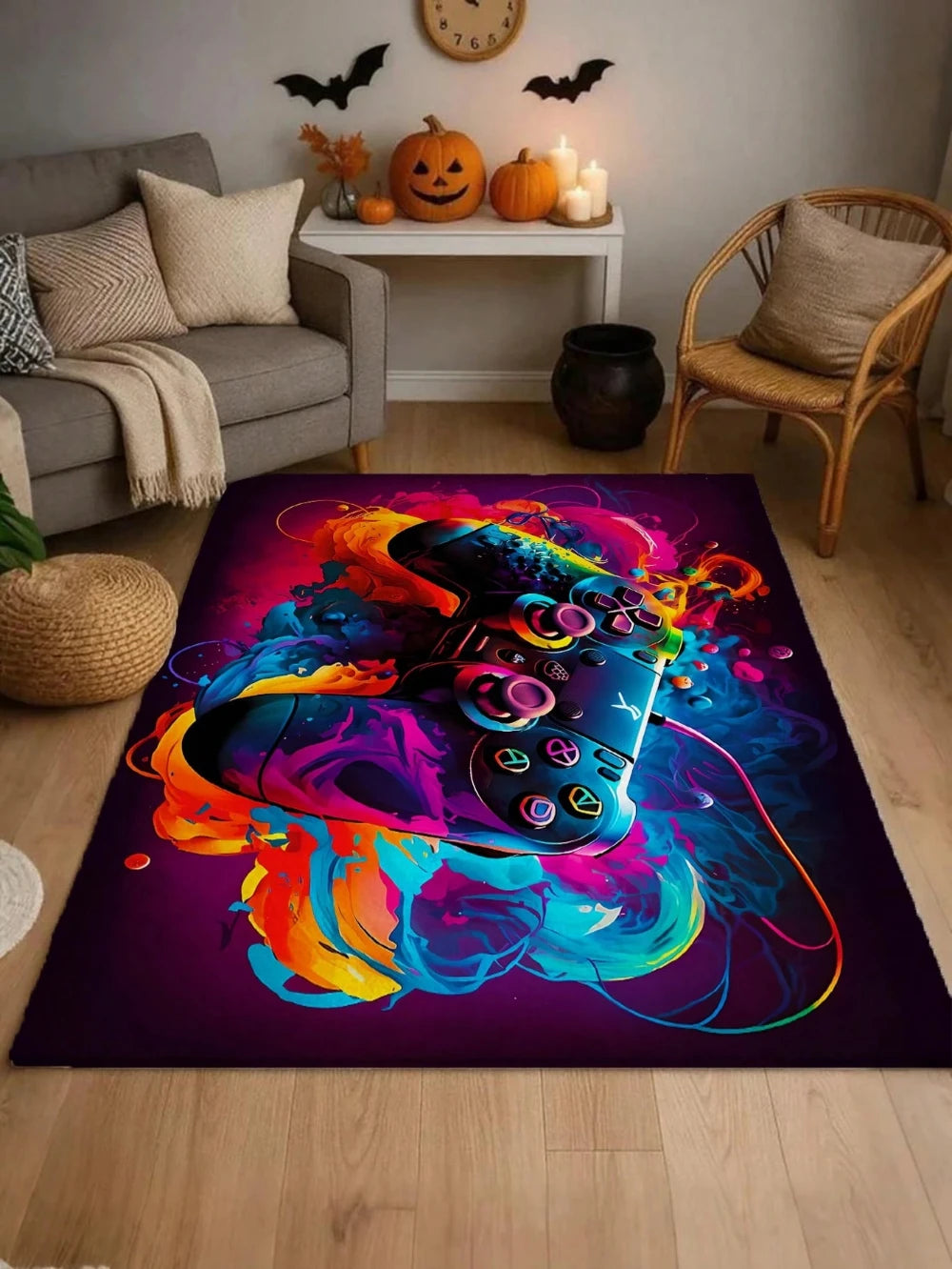 Gaming Rug for Boys Room Gamer Rug with Controller Design Rug for Game Room Bedroom Decor Non-slip Machine Washab Mat Doormat
