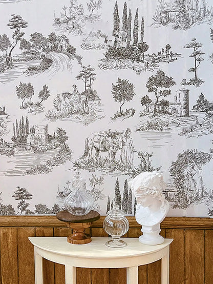 1 Sheet Miniature Dollhouse Wallpaper Self-Adhesive Fit 1:6-1:12 Scale Festive & Collection Scenes Exquisite Patterns