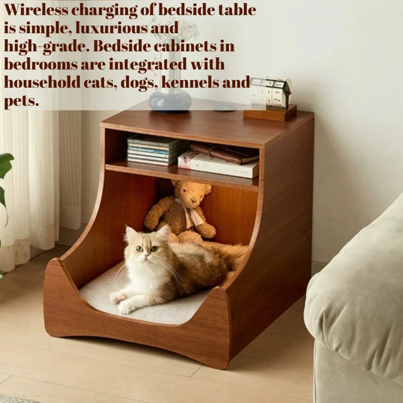 Bedroom Vintage Nightstand Living Room Farmhouse Led Storage Bedside Table Charging Wood Mesita Noche Mid Century Furniture