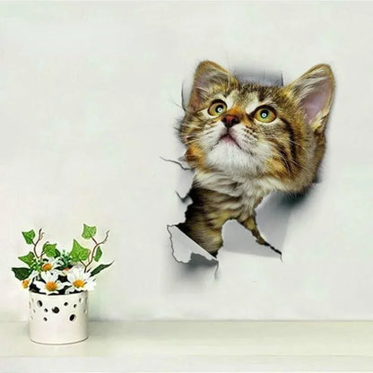 3D Cute Cat Self-adhesive Removable Wallpaper for Children's Living Room Bedroom Background Wall Bathroom Sticker