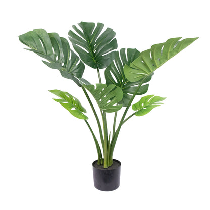 1/2PCS Artificial Monstera Deliciosa Tree, Fake Tropical Palm Plant with Pot, Faux Swiss Cheese Plant for Home Living Room Bedroom Office Decor, Indoor Outdoor Greenery Decoration