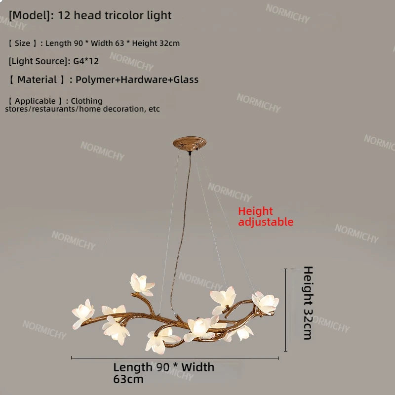 Living Room Lamp Creative Lotus Restaurant Lamp Wabi Sabi Style Zen Tea Room Homestay Decoration Tree Branch Pendant Light