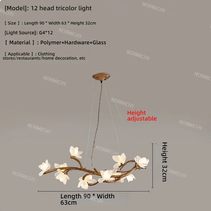 Living Room Lamp Creative Lotus Restaurant Lamp Wabi Sabi Style Zen Tea Room Homestay Decoration Tree Branch Pendant Light