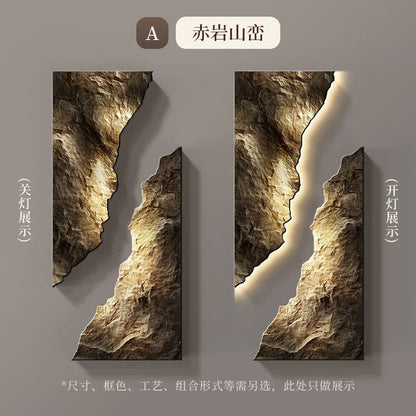Living Room Decoration Painting Lamp Modern Luxury LED Rock Shape RC Wall Light Indoor Corridor Background Wall Mural Lights