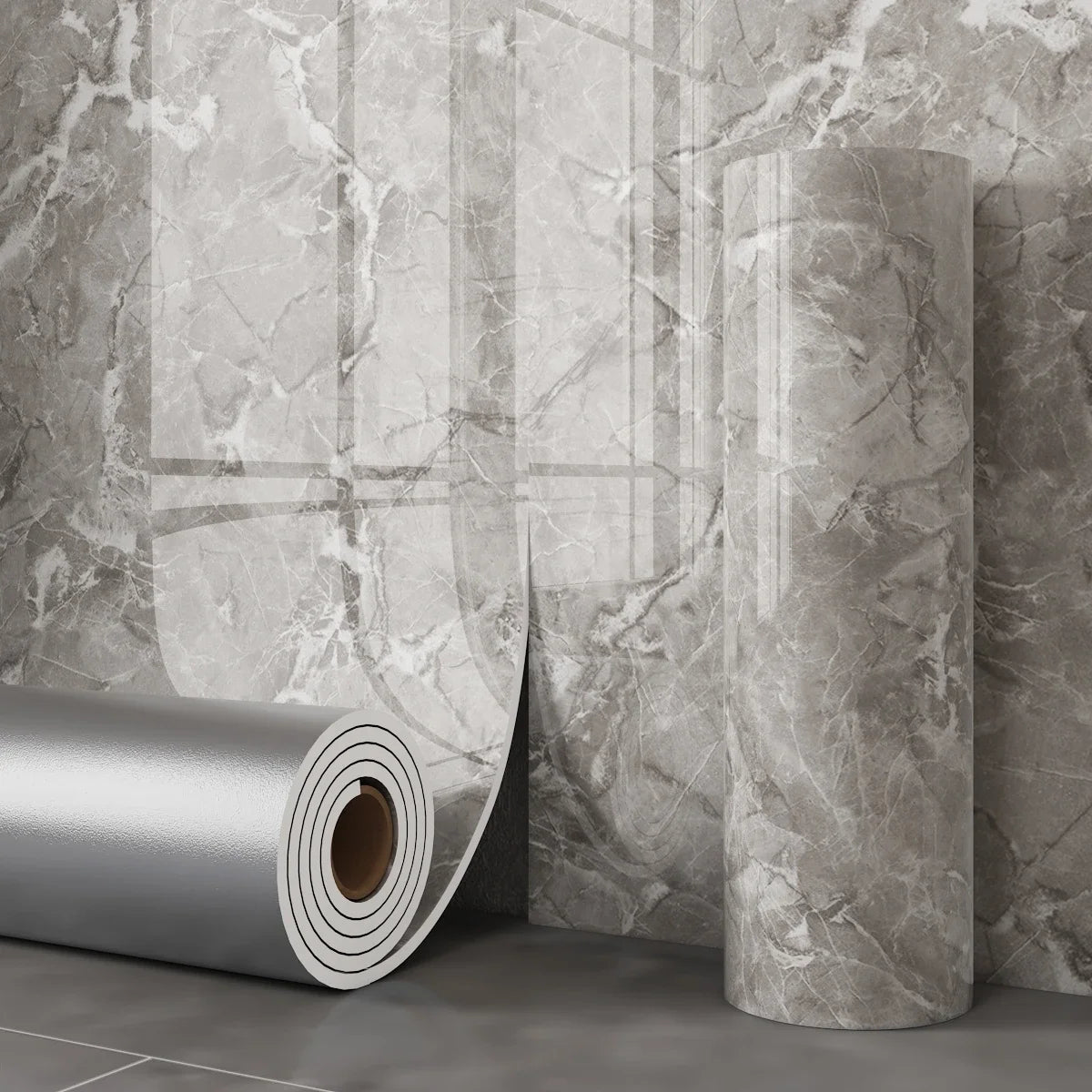40cm Waterproof Thick Wallpaper, Marble-imitation Tile Self-adhesive Wall Decals, Easy Installation on Bathroom Living Room Wall