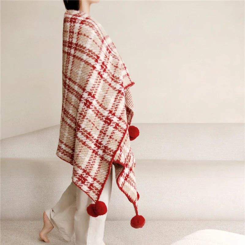 Half Velvet Blanket Home Sofa Blankets Universal Plaid Red Autumn Winter Christmas New Year Blanket Office Nap Shawl Bedding