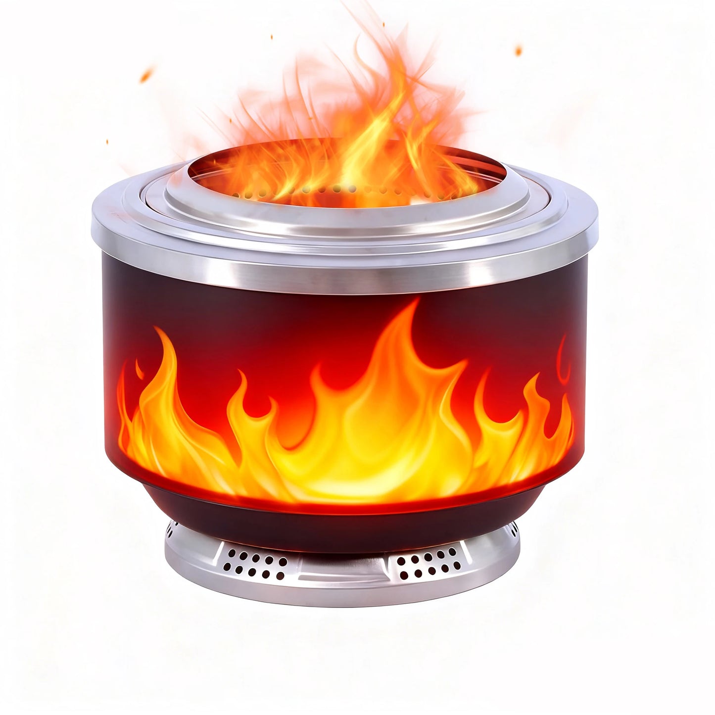 ！@Outdoor Camping Stainless Steel Fire Stove with Smokeless Fire Pit Removable Ash Pan Bonfire Features