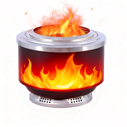 ！@Outdoor Camping Stainless Steel Fire Stove with Smokeless Fire Pit Removable Ash Pan Bonfire Features