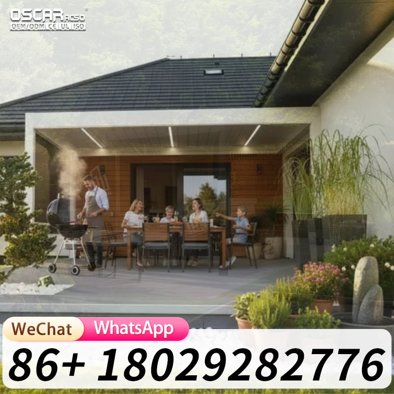 Motorized Outdoor Waterproof Aluminium Pergola and Pavilion Frame for Garden Patio Backyard Nature Bioclimate Furniture pergola