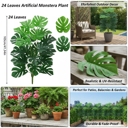 Large 1 Meter Fake Monstera Tree 24 Leaves, Tall Artificial Plant for Indoor Outdoor Garden Wedding Decor