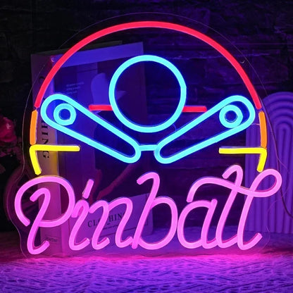 Pinball Neon Sign Craftsmanship Premium LED for Vivid Glow Ideal for Game Rooms Bars and Arcades The Decor.