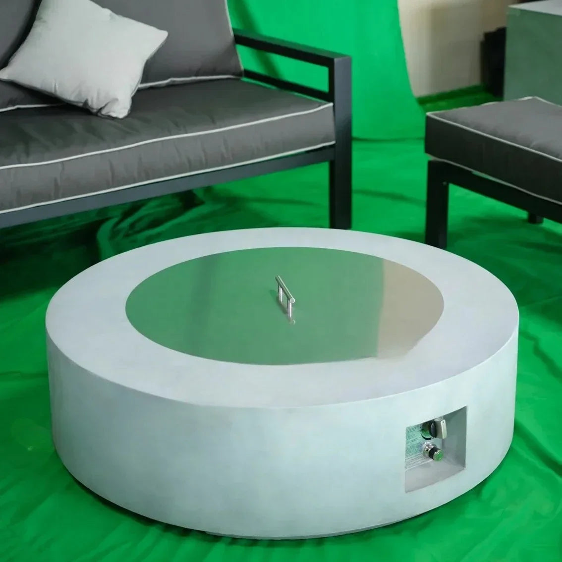 Modern round  fire pit bowl concrete gas fireplace for outdoor
