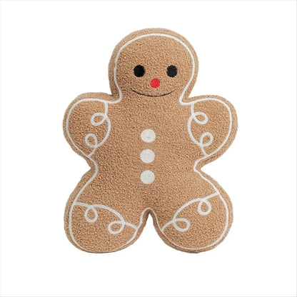 *ABDH Gingerbread Man Throw Pillow, Christmas Decorative Plush Pillow for Home & Bed, Festive Holiday Cushion