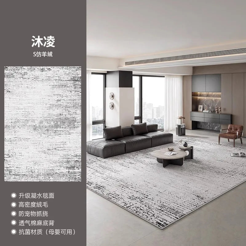 Modern Scandi Area Rug, Spill-Proof Easy Clean Carpet for Living Room and Bedroom, Plush Sofa Mat with Non-Slip Backing