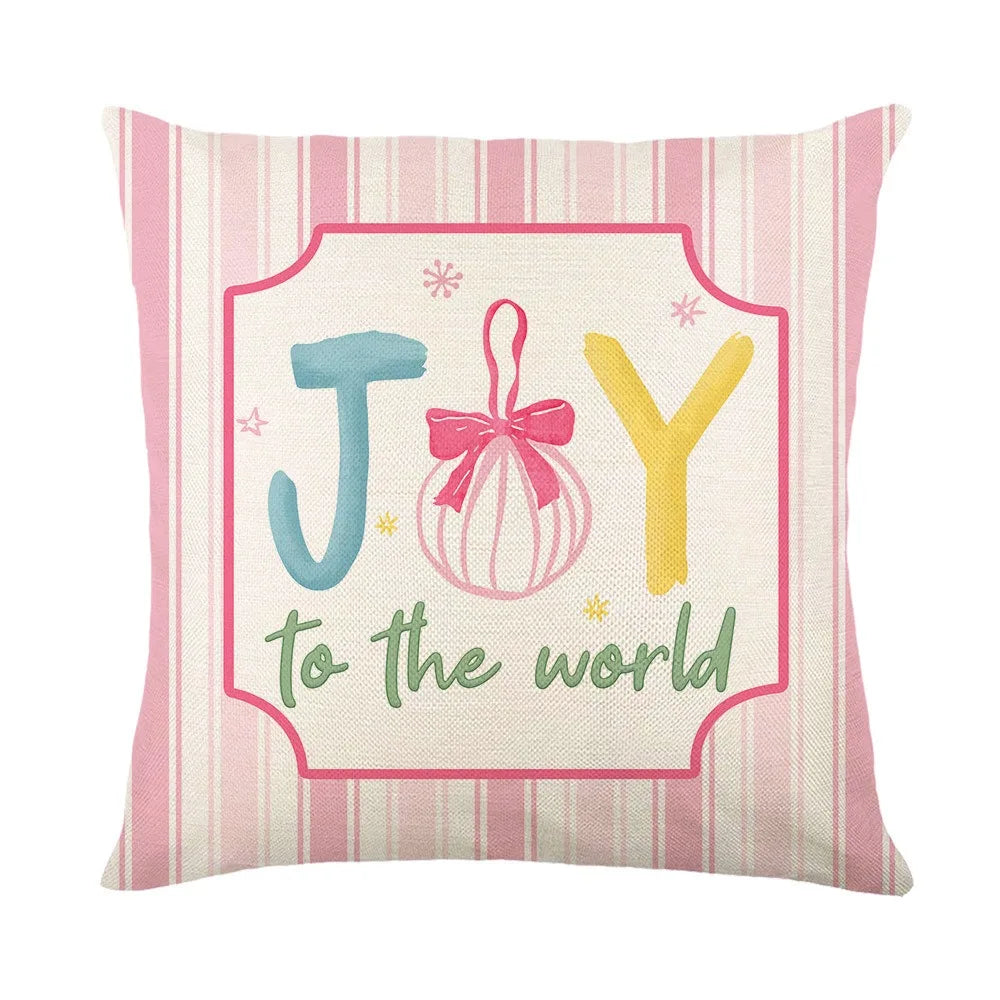 New 45×45cm Christmas Throw Pillow Cover Pink Christmas Tree Removable Pillowcase Linen Soft Sofa Cushion Cover Home Decoration