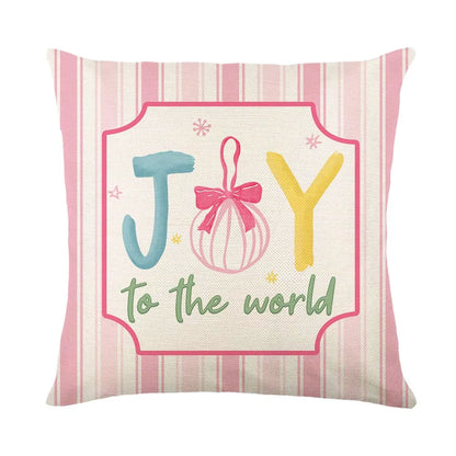 New 45×45cm Christmas Throw Pillow Cover Pink Christmas Tree Removable Pillowcase Linen Soft Sofa Cushion Cover Home Decoration