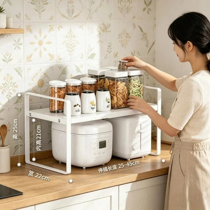 Expandable Kitchen Cabinet Organizer Multi Level Layered Storage Rack for Seasonings Dishes Spices Plates Space Saving Home