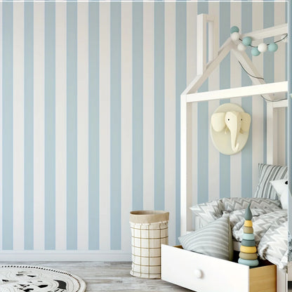 1PC blue and white stripes pattern design thick moisture-proof and waterproof wallpaper, can be self-adhesive tear-off ready to