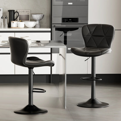 2 PCS Bar Stools, 360° Swivel Faux Leather Upholstery, Adjustable Counter Height, For Bars, Kitchens, Restaurants Furniture