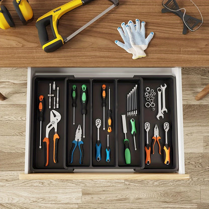 Expandable & Adjustable Large Plastic Kitchen Utensil Organizer - Cutlery Holder & Tool Divider，Kitchen Utensil Organizer