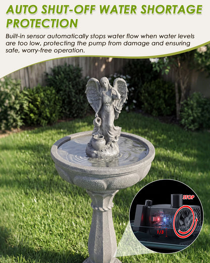 Outdoor Water Fountain, 37" High Cascading Waterfall Fountain with Whisper-Quiet Pump, Large Cascading Freestanding Resin Founta
