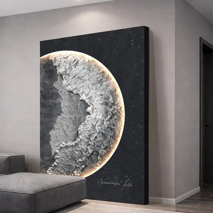 Light Luxury Living Room Led Decoration Painting Home Decoration Sofa Background Wall Floor Painting Moon Entrance Mural Light