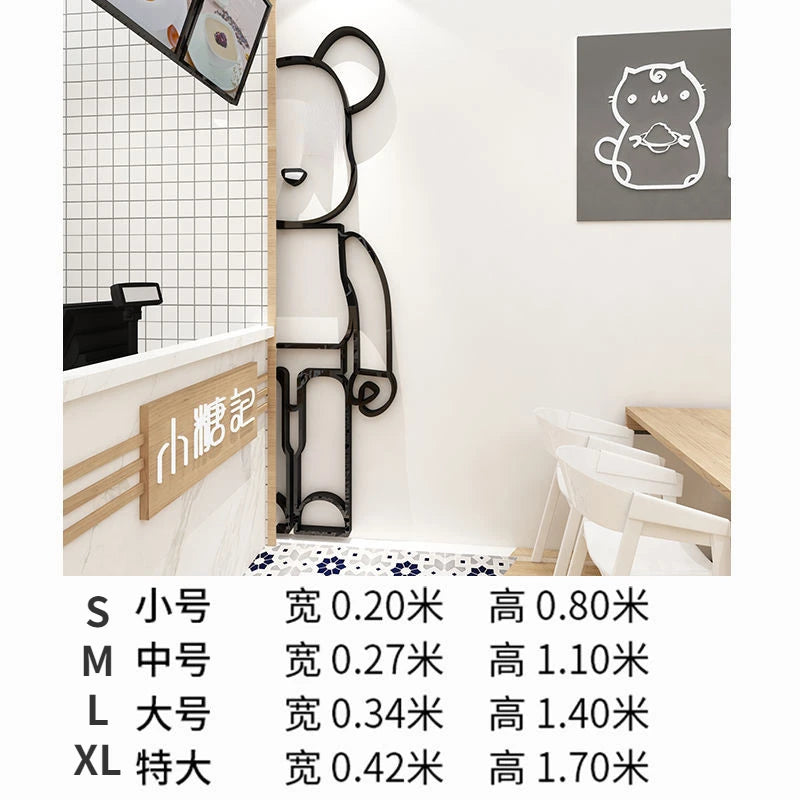 Bear Wall Stickers Mirror Acrylic Wall Sticker DIY PVC Wallpaper Self-adhesive Restaurant Bedroom Wall Decor
