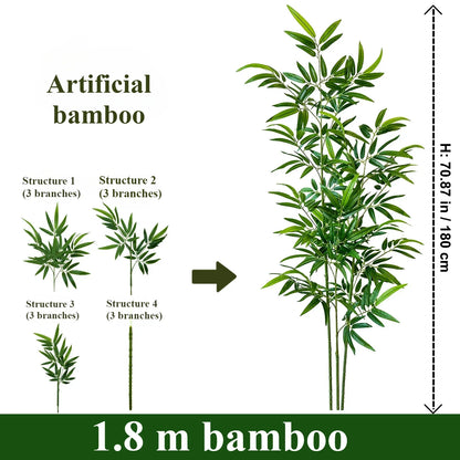 Artificial Green Bamboo Fadeless Disassembling Bamboo 120CM To 240CM False Plant Indoor and Outdoor Courtyard Decoration