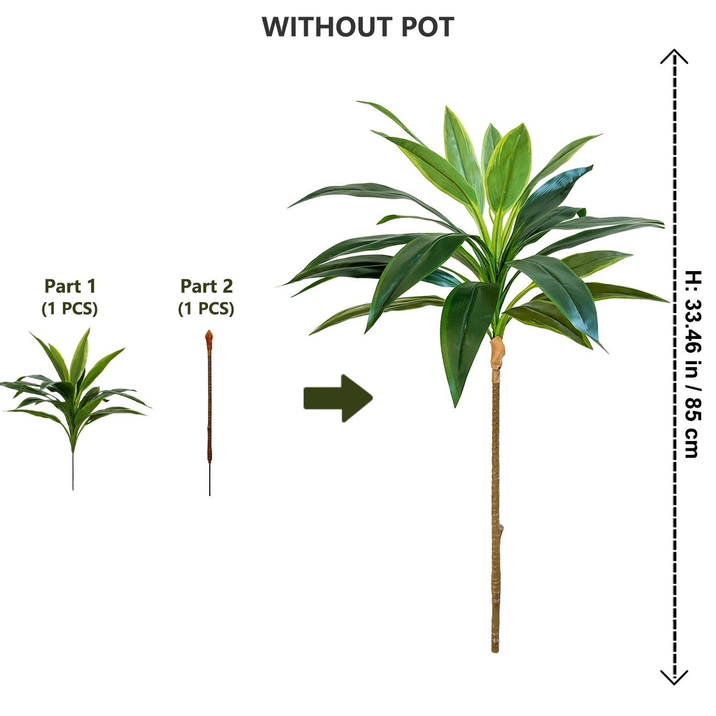 50-225CM Artificial Green Dracaena Plant Tree Indoor Outdoor Ornament Fake Plant for Home Garden Room Wedding Decor Halloween