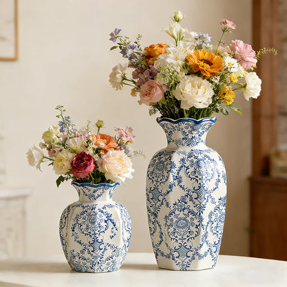 Classical Ceramic Vase Blue and White Procelain Hand Painted Vase for Flower Home Decor Desktop Flower Arrangement Tabletop Vase