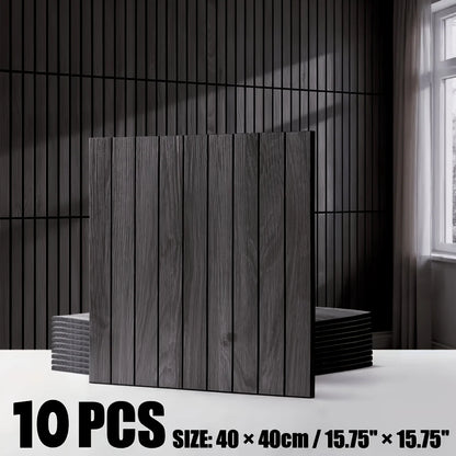 10pcs 40x40cm 3D Stripe Grid Panels，Removable Peel and Stick Wallpaper, Realistic Texture，for Furniture Makeover,Home & Office D