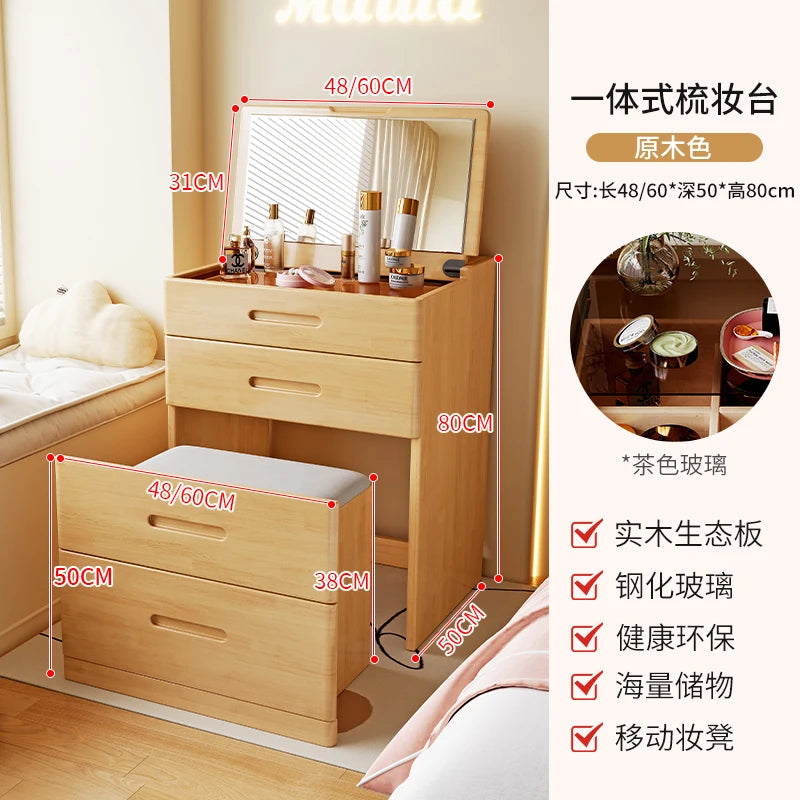 Girls Rustic Dressing Table Miniature Storage Solid Wood Dressing Table Simple Vanity Penteadeira De Maquiagem House Accessories