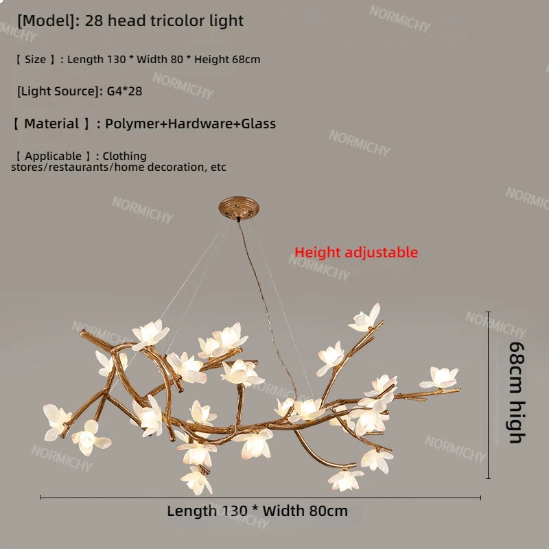 Living Room Lamp Creative Lotus Restaurant Lamp Wabi Sabi Style Zen Tea Room Homestay Decoration Tree Branch Pendant Light