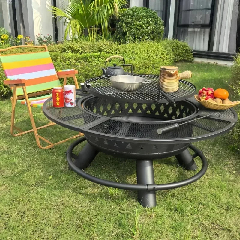 Outdoor BBQ BBQ Grill with Firewood Heating Sturdy Yard Grill Villa Campfire Surround Furnace Charcoal Brazier Fire Pit