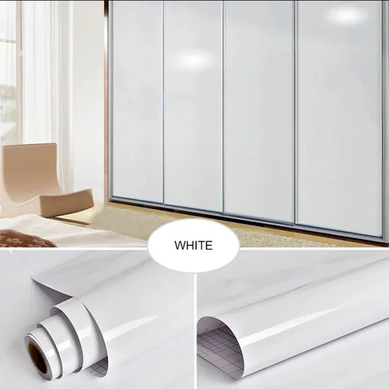 Cabinet Self-adhesive Paper Furniture Renovation Waterproof Thick Paint Wallpaper Pearlescent Wardrobe Solid Color PVC Wallpaper